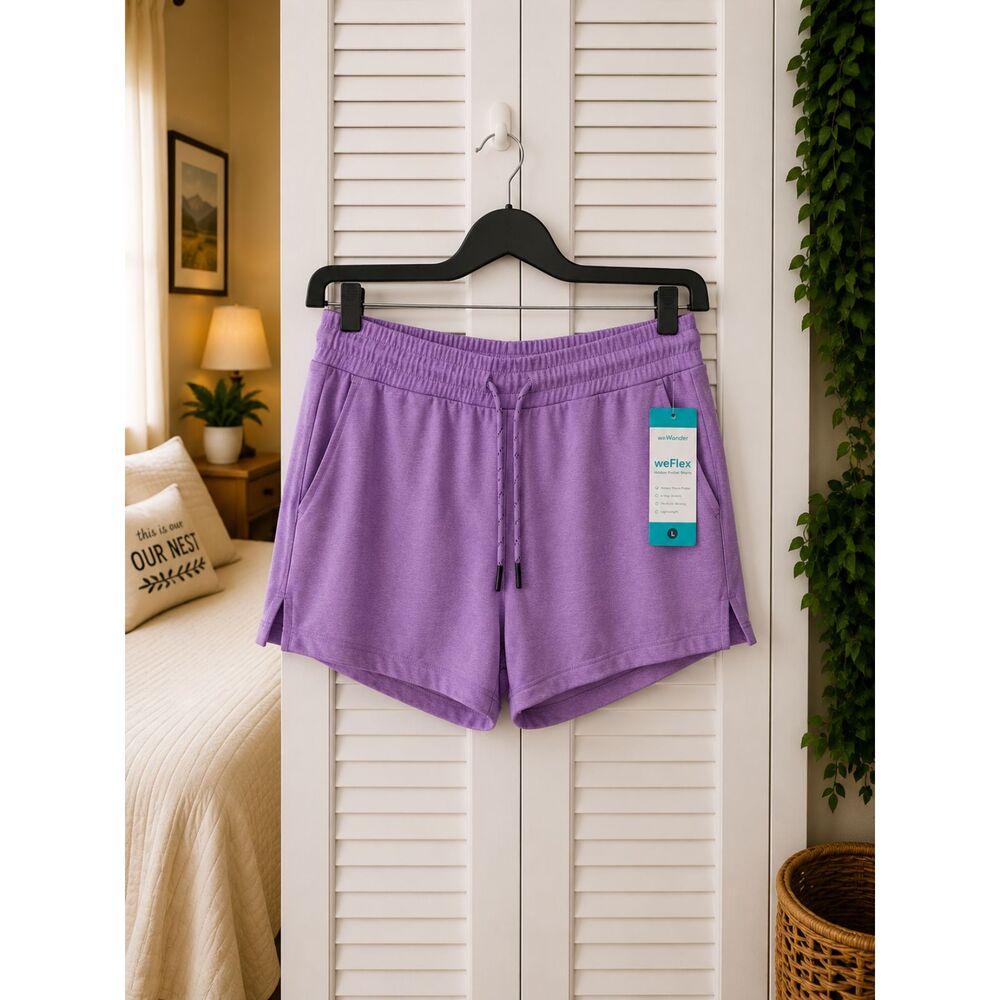 WeWander WeFlex Hidden Pocket Shorts Purple Large NWT